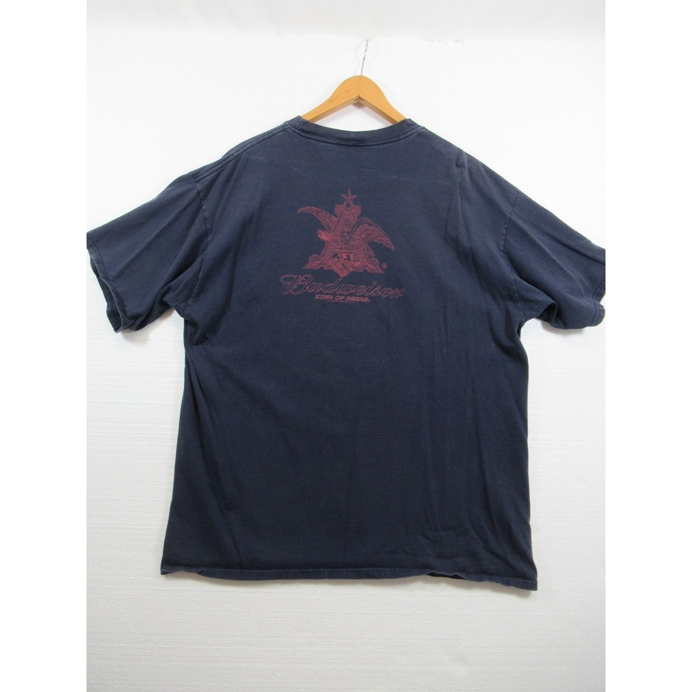 Vintage 90s Distressed Budweiser T-shirt Men Blue Short Sleeve Faded